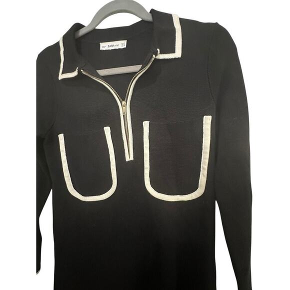 Zara Women's Black & White Collar Mini T Shirt Dress Size Small - Picture 5 of 8